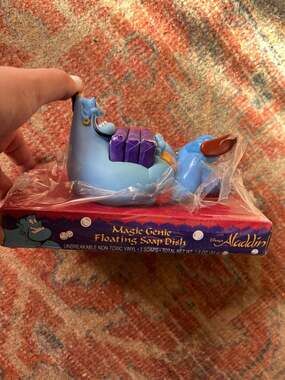 Disney Aladdin Magic Genie Floating Soap Dish + 3 Soaps NEW Rare Vintage